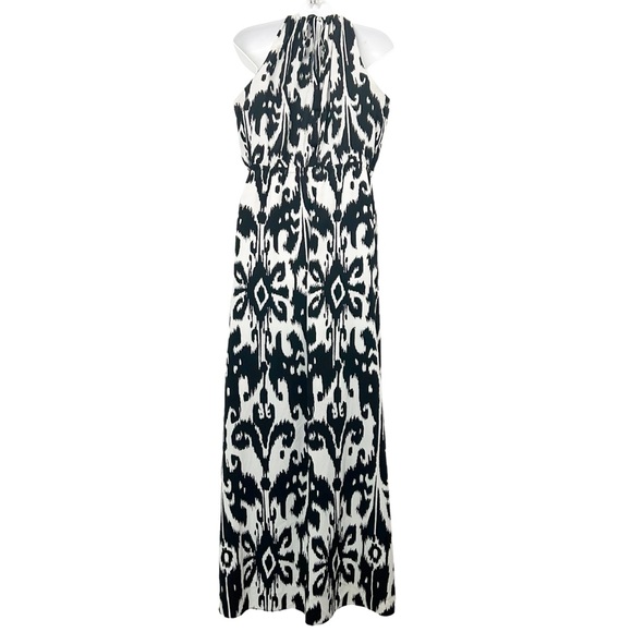 Athleta IKAT BLOOM RIPPLE MAXI DRESS black white sleeveless sundress size XL - Picture 2 of 13